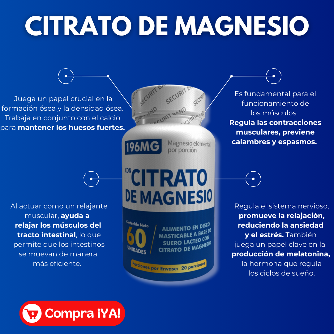 Relax Plus™  Citrato de Magnesio Citrato de Magnesio – Apoyo diario para tu energía, descanso y bienestar muscular